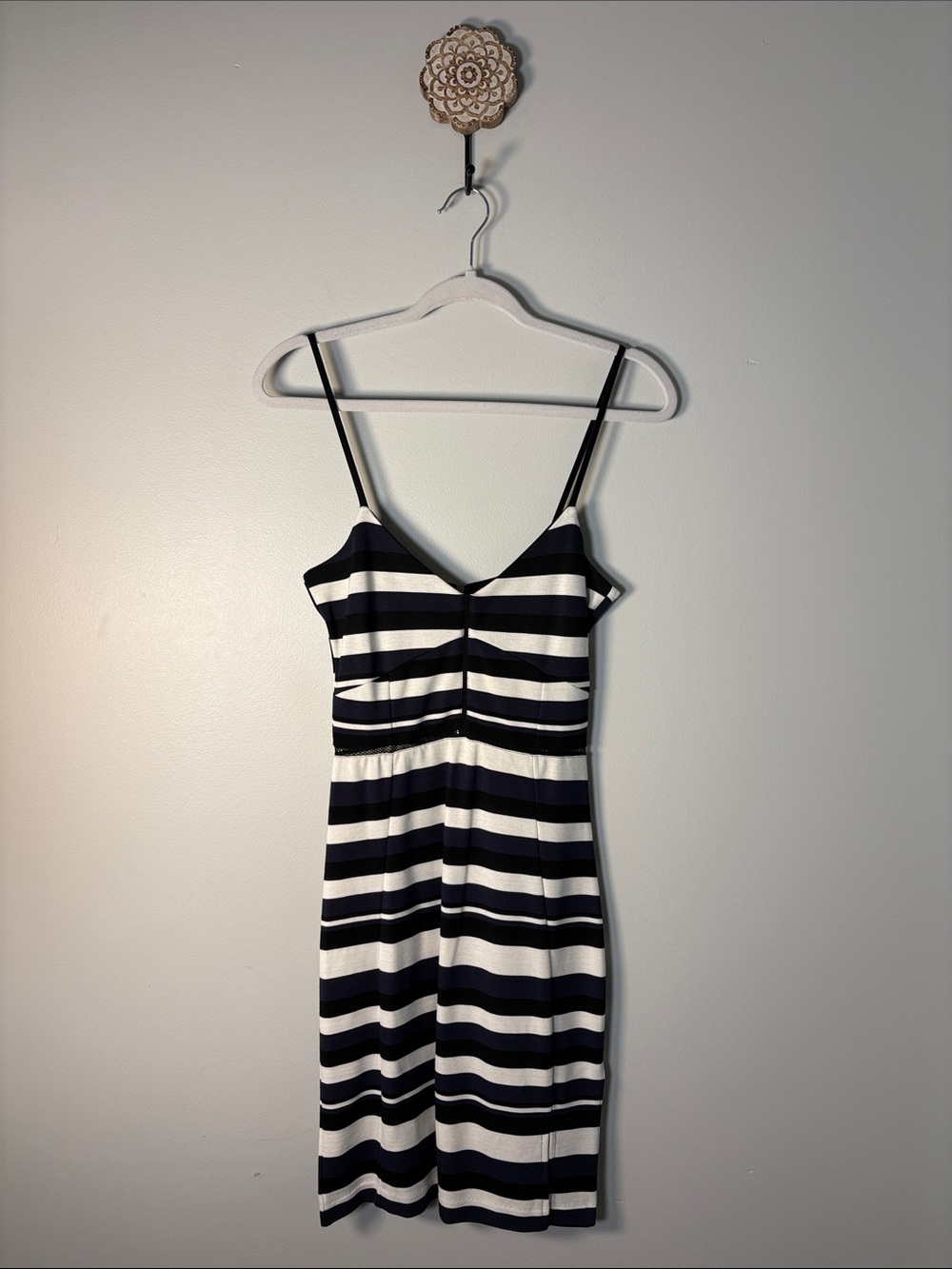 French Connection Navy and White Striped Mini Dress